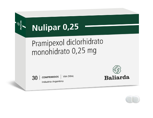 Nulipar_0-25_Pramipexol_10.png Nulipar Pramipexol Antiparkinsonianos Enfermedad de Parkinson Nulipar parkinsonismo Pramipexol Síndrome de las piernas inquietas temblor